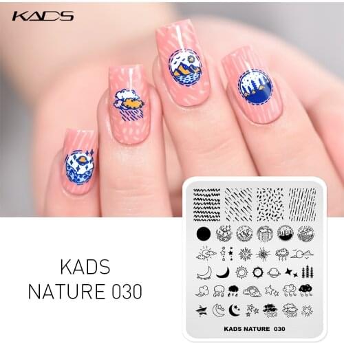 Nail Art Stamp Plate Stars Moon Sun Rainbow Pattern Nail Stamping Stencils Natural Weather Image Template for Nail 3D Printing