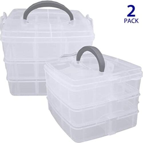 2pcs/lot Plastic Storage Jewelry Boxes Adjustable Container for Beads Earring Box Home Jewelry Rectangle Organizer Box Case