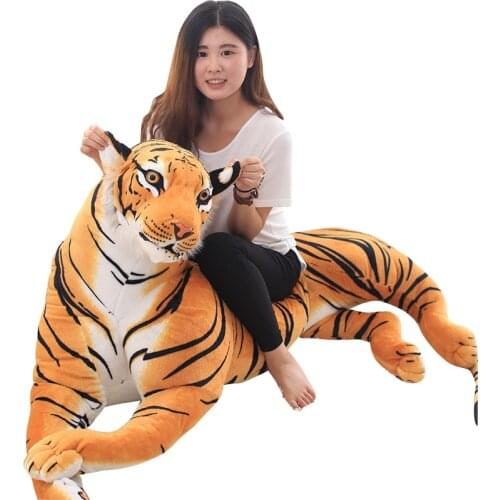 Dorimytrader Jumbo Realistic Animal Tiger Plush Toy Giant Simulation Brown Tiger Toys Teaching Pops Decoration Gift 67inch 170cm