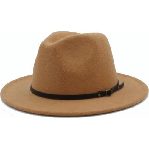 Wool Fedora Hat Hawkins Felt Cap Wide Brim Ladies Trilby Chapeu Feminino Hat Women Men Jazz Church Godfather Sombrero Caps