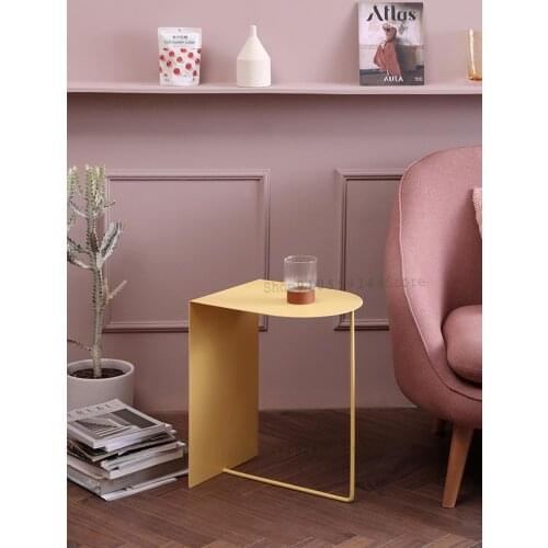 Nordic Minimalist Wrought Iron Side Table Modern Living Room Sofa Small Coffee Table Mini Corner Table Bedroom Bedside Table Sid