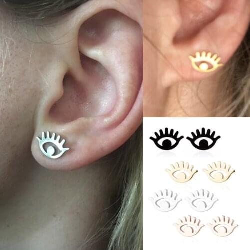 SMJEL Mini Stainless Steel Ear Jewelry Lovely Eyes Shape Stud Earring For Women Girls Fashion Earrings Studs 2019 pendients