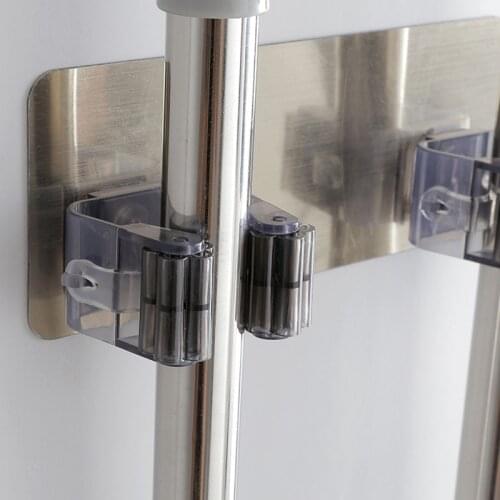 1PC Mop Rack New Multifunctional Self-Adhesive Seamless Wall Mounted Stickers Kitchen Brush Broom Rack Bathroom KitchenOrganizer