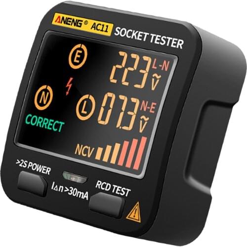ANENG AC11 Digital Smart Socket Tester Multifunction Socket Tester Outlet Rcd Gfci Test & Bside Voltage Detector US/UK/EU Plug
