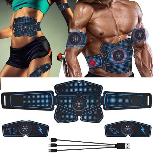 Home Gym EMS Abdominal Muscle Trainer Fitness Equipment Exercise Stimulator Device Machine Body Slimming Training USB Charging