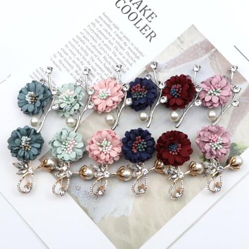 Vintage Cloth Art Pearl Flower Brooch Red Purple Green Pink Cardigan Shirt Shawl Suit Pin Wedding Corsage Romantic Accessories