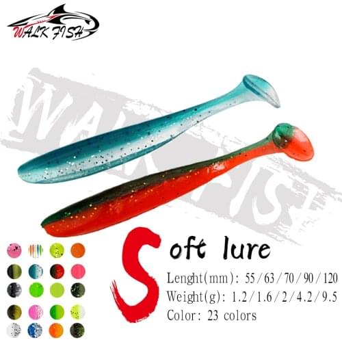 WALK FISH NEW Fishing Lures T Tail Wrom 55mm 63mm 70mm 90mm 120mm Wobblers Carp Fishing Soft Lures Silicone Artificial Baits