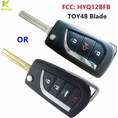 KEYECU Replacement Flip Remote Key fob 315MHz With H Chip for Toyota Camry 2018 - FCC: HYQ12BFB Uncut TOY48 Blade