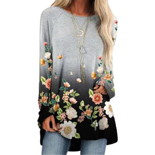 2021 Autmn Winter Long Sleeve Floral Print T Shirt Women Tops Casual Loose Shirts Fashion Street Hipster Female Tee Clothes