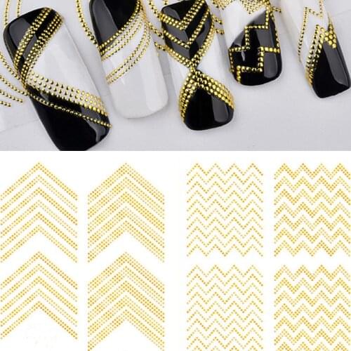 1 Sheet Vintage Metal Foil Decal Dot Stripe Lines Nails Stickers Decals Adhesive Striping Tape Stickers Nail Decorations