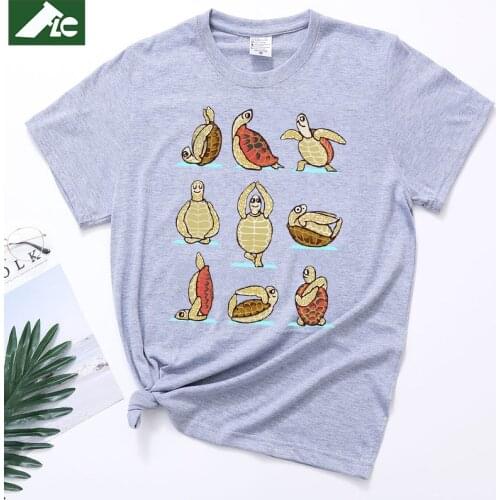 100 cotton Kawaii Turtle Yoga t shirt God Is Great Turtles Are Good womens Shirts animal women clothing unisex clothes mens tops