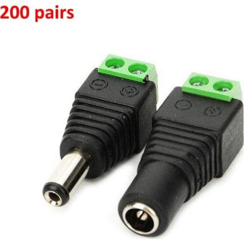 200 Pair DC Power Male and Female Jack Adapter Plug Free Welding DC Male Female Head For CCTV Camera DVR Free Shipping