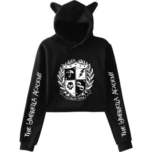 2021 TV The Umbrella academy Teenager Girls Crop Tops Hoodie Sweatshirt Women Sexy Cat Ears Tracksuit Sportswear Kpop Hoodies