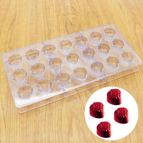 21 Strawberry Polycarbonate PC Chocolate Mold 3D Lollipop Fondant Candy Cake Molds Kitchen Baking Pastry Tools
