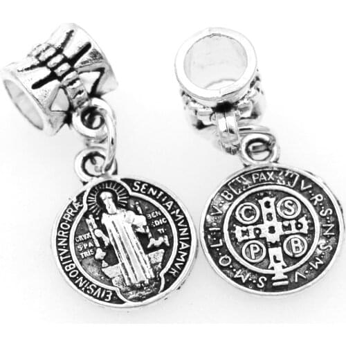 27pcs 24.9x11.8mm Saint Benedict Medal Cross Smqlivb Charm Beads Dangle Fit European Bracelets Jewelry DIY B1691