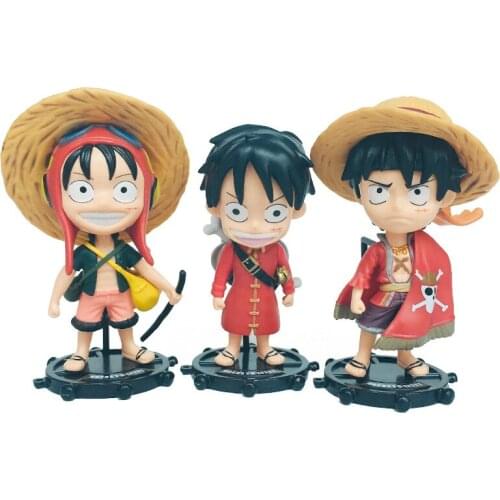 3pcs/set ONE PIECE Monkey D. Luffy Strawhat Q Version PVC Anime Action Figures Collectible Model Toys gifts for Childrens Day