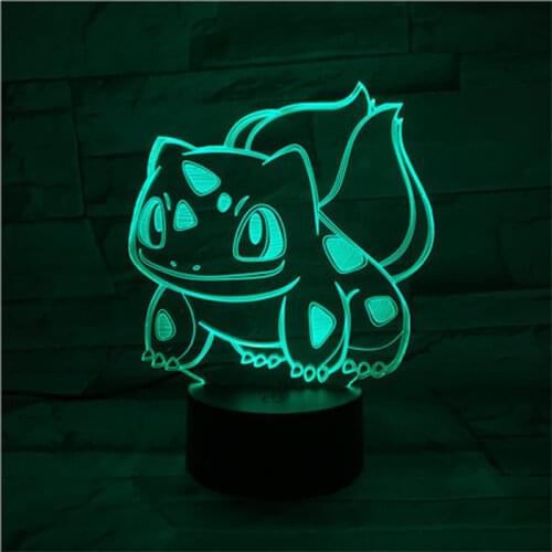 3d Acrylic LED Light Takara Tomy Pokemon Bulbasaur Cute Animal Night Light for Children Room Colorful Sensor LED Desk Lamp Gifts