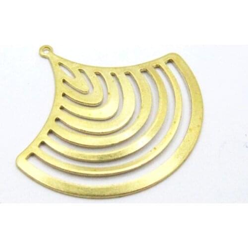 Brass earring charm brass sun pendant 34.7x33x1mm brass fan charm necklace finding -6pcs R1403