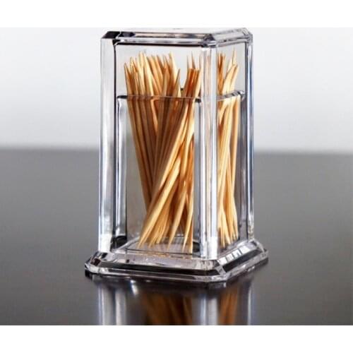 Acrylic Toothpick Bottle Elegant Clean Square Shape Non-toxic For Home Kitchen Creative Portable Storage Gadgets Toothpick