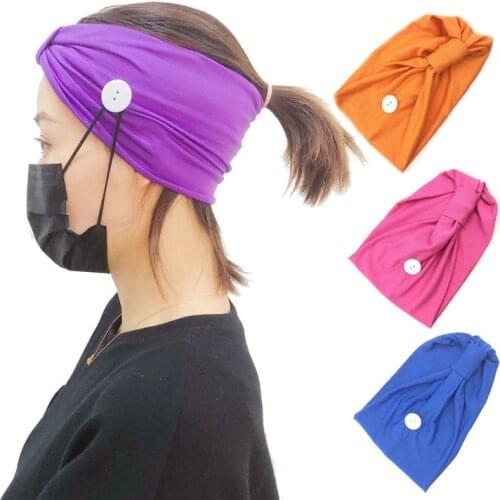 Hair Accessories Wide Headbands For Women Sport knitted Shawl Ladies Turban Mask Buttons Bandeau Fillet Mujer Scrunchie Headwear