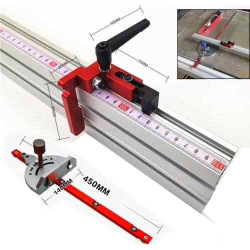 Aluminum Angle Miter Gauge Sawing Assembly Ruler Woodworking Tool 400mm Alluminium Fence for Table Saw Router Wood Working DIY