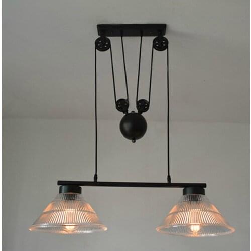 American retro nostalgia lamp lift glass mahjong lamp chandelier restaurant study lamp light material iron E27 AC110-240V