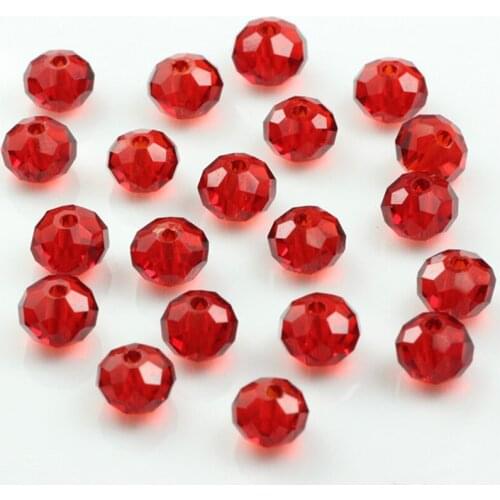 70pcs/bag Middle Red 8*10mm Rondelle Austria faceted Crystal Glass Beads Loose Spacer Round Beads for DIY Jewelry Making