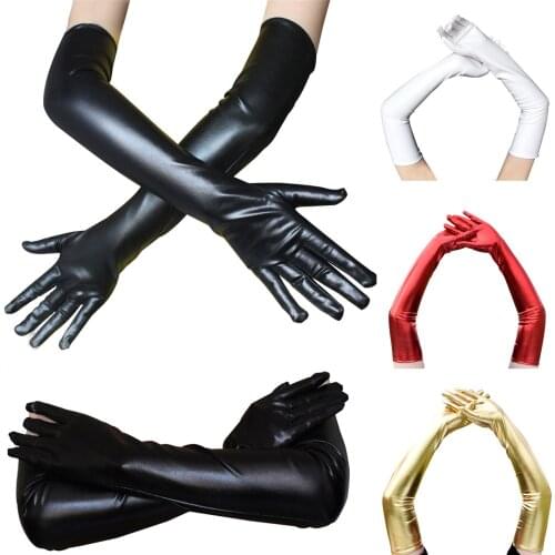 Sexy imitation Leather Shiny Long Glove Punk rock Glove Hip pops Jazz disco bright Mittens Clubwear polos dance Cosplay Costumes