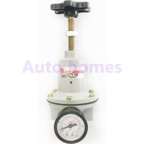 Large flow air regulator inlet port thread 1/4 3/8 1/2 inch BSP pneumatic treatment units QTY-15/10/08 with pressure gauge