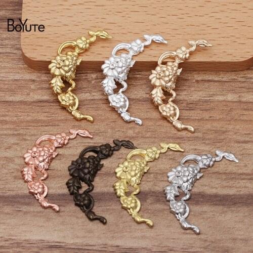 BoYuTe 100Pcs 40MM Stamping Metal Flower Base Wholesale Hand Made Brass Material DIY Jewelry Findings & Components