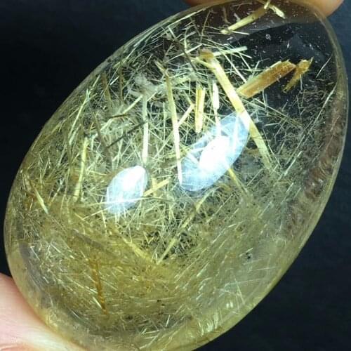 Genuine Natural Brazil Gold Rutilated Quartz 35x24x14mm Women Man Fashion Water Drop Bead Stretch Bracelet AAAAA Certificate