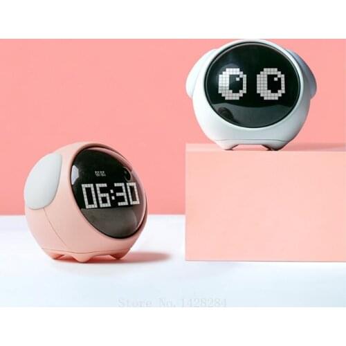 Xiaomi Cute Expression Alarm Clock LED Voice Controlled Light Kids Digital Clock Sleep Lamp Cartoon Silent Night Light Gifts
