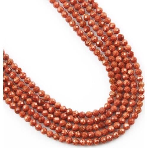 2 3 4mm Natural Faceted Gold Sand Stone Beads Loose Spacer Bead For Jewelry Making DIY Charm Necklace Bracelet Accessories 15