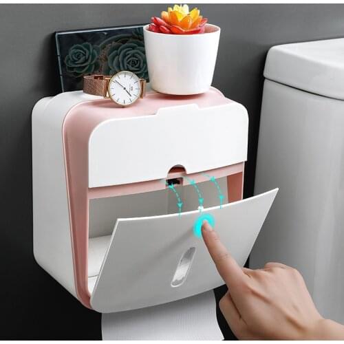 Toilet Paper Roll Holder Paper Towel Holder Organizer Tray Wall Mounted Wc Tissue Fixture Stand Box Shelf Bathroom Accessories