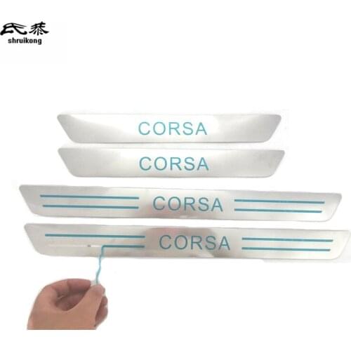 For 2013-2019 Opel Corsa D 4PCS/Lot Ultra-Thin Stainless Steel Door Sill Pedal Scuff Plate Cover Car Sticker