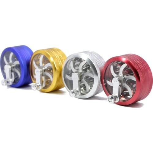 2 Layer 63mm Aluminum Alloy Herb Tobacco Spice Grinder Smoke Crusher Hand Crank Muller Mill Pollinator Smoking Accessories 2020