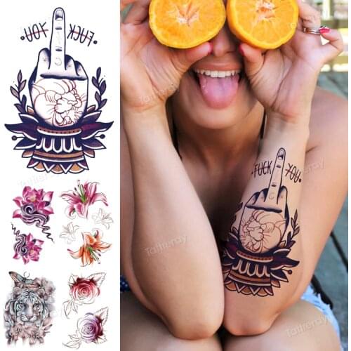 Fake tattoo for woman waterproof tatoo lotus flowers tiger dragon fox tattoo transfer sexy body art girls beauty decal sleeve