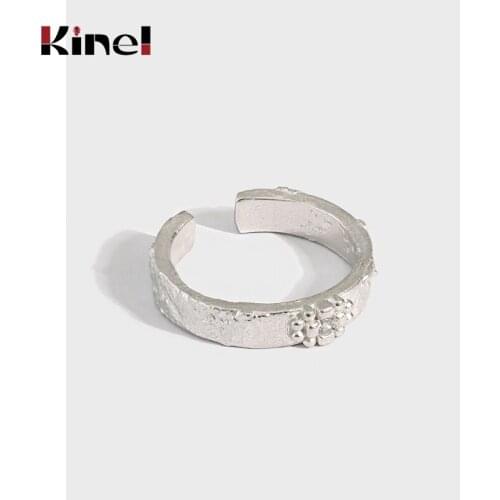 Kinel 925 Sterling Silver Simple Cute Dazzling Round CZ Finger Ring Opening Design For Women Bijoux Wedding Jewelry