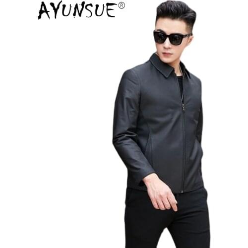 High Quality Leather Jacket Men Casaul Spring Streetwear Real Sheepskin Coat Fashion Mens Clothing Coats and Jackets WPY3348