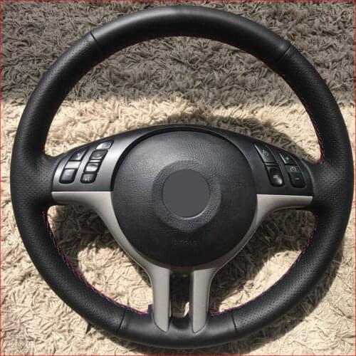 MEWANT Black Artificial Leather Car Steering Wheel Cover for BMW E53 X5 E39 E46 325i Accessories