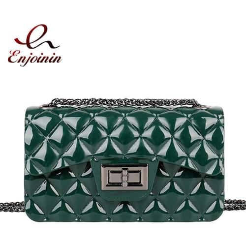 2016 fashion candy color jelly pvc Quilted cute mini chain shoulder bag ladies messenger bag flap purse Free Shipping