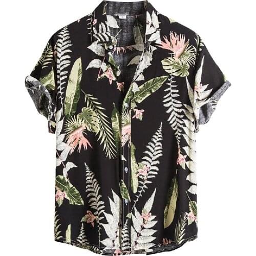 Summer New Fashion Vintage Hawaiian Mens Shirts Cardigan Casual Loose Short Sleeve Beach Flower Shirt Mens High Quality Shirt