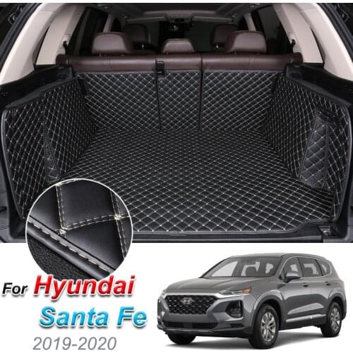 The Trunk Floor Leather Liner Car Trunk Mat Cargo Compartment Floor Carpet For Hyundai Santa Fe 2019-2020