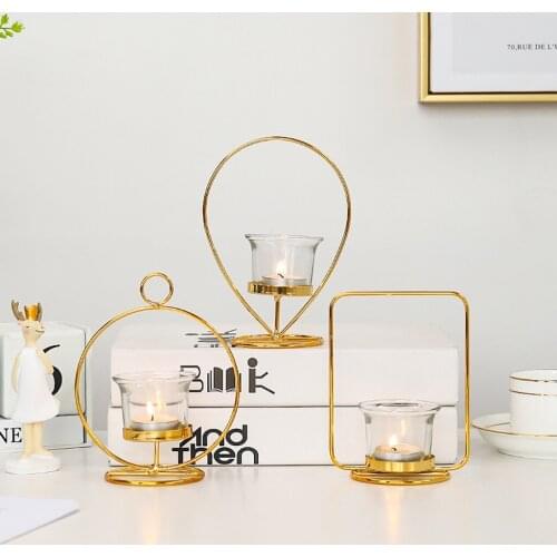 Nordic Style Iron Geometric Candle Holder Home Decorative Candlestick Centerpiece Metal Crafts Wedding Party Ornaments