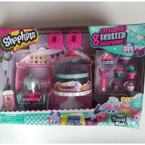 Original Shopkinss Food Fair Toys Frosted Cupcake Queen Cafe Set Cute Fun Shopkinss Kids Play House Figure Party Toys Doll Gift