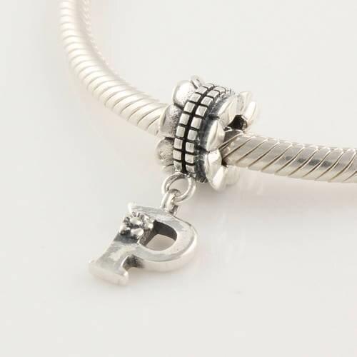Fits Pandora Bracelet DIY Jewelry Authentic 925 Sterling Silver Charms Letter P Pendant Charm Beads Women Jewelry LE012P