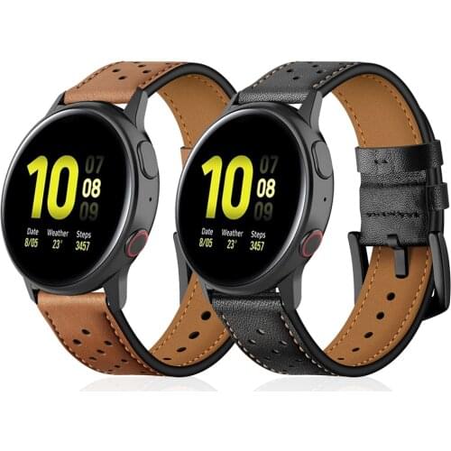 Leather Watchband for Samsung Active 2 Strap Band for Galaxy Watch 46mm 42mm / Gear Sport / S3 Replaceable Accessories Correa