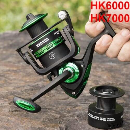 HK6000 HK7000 Good Quality Fishing Reel Lieyuwang Steel Bearings Brass Gear Shaft Alloy Aluminium Parts 5.2:1 with 2 Line Cups