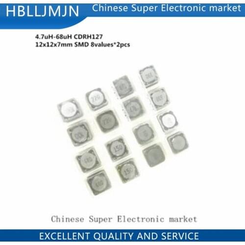 SMD Power Inductors kit 4.7uH-68uH CDRH127 12x12x7mm SMD Inductor Samples Assorted kit 8values*2pcs=16pcs