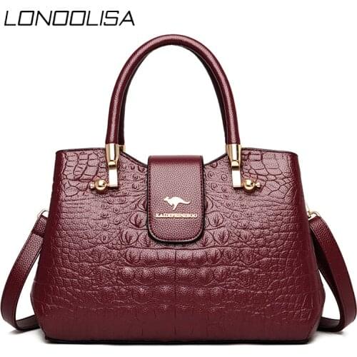 High Quality Pu Leather Crocodile Pattern Crossbody Bags for Women 2020 Designer Handbags Casual Totes Lady Simple Shoulder Bag